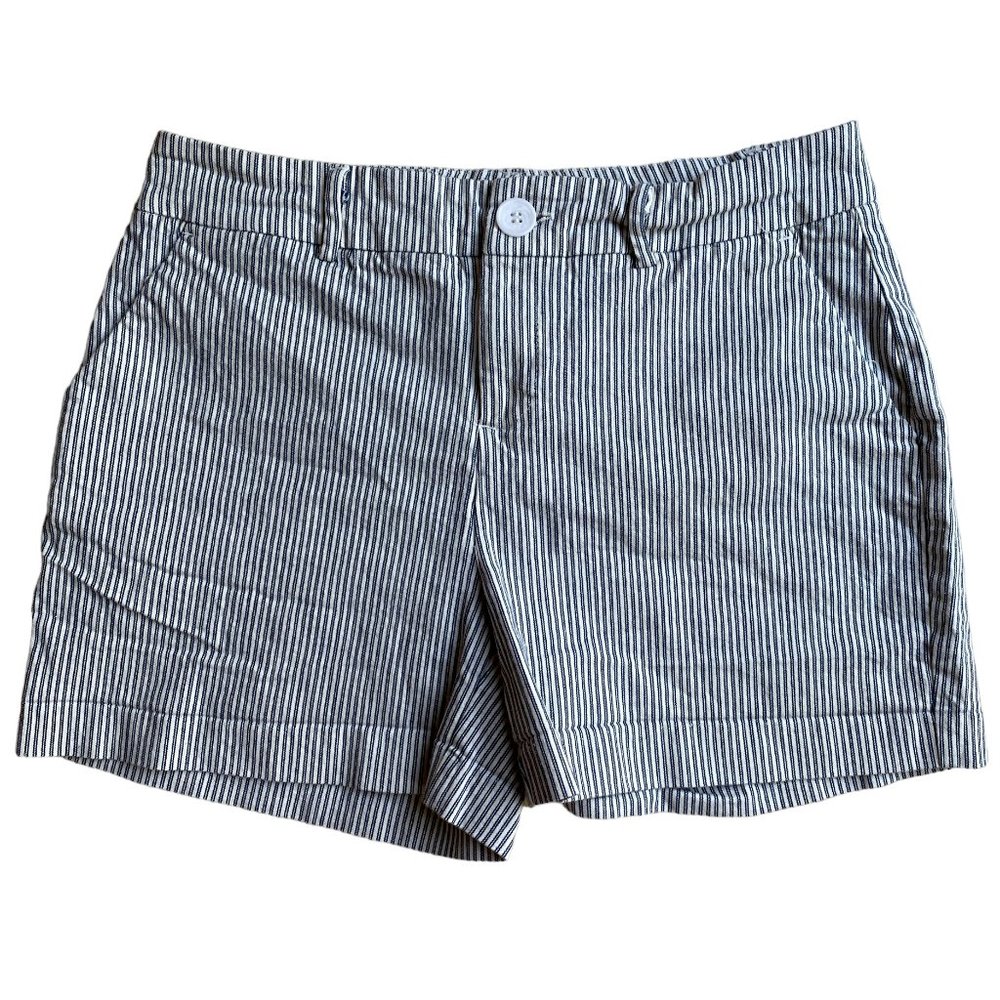 Crosby Pinstripe Twill Shorts Sz 4 Navy White Preppy Nautical Sea Coastal Beach